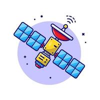 illustration d'icône vectorielle de dessin animé spatial satellite volant. concept d'icône de technologie scientifique isolé vecteur premium. style de dessin animé plat