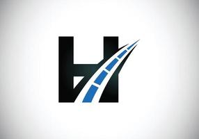 lettre h avec le logo de la route chanter. le concept de design créatif pour l'entretien et la construction des autoroutes. thème du transport et de la circulation. vecteur