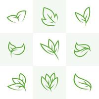 logo nature vert feuille avec dessin au trait vecteur