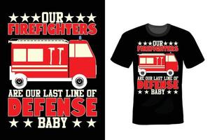 conception de t-shirt pompier, vintage, typographie vecteur