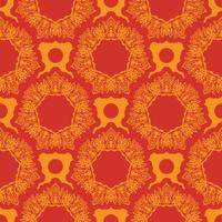 modèle sans couture rouge-orange avec des ornements décoratifs de luxe, vintage. bon pour les peintures murales, les textiles, les cartes postales et les impressions. illustration vectorielle. vecteur