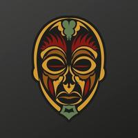 masque totem de polynésie de couleur baroque. visage des dieux du tatouage des tribus anciennes. motif luxueux avec des motifs de dentelle. isolé. illustration vectorielle vecteur