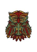 ornement de hibou dans un style de couleur baroque sur fond blanc. vecteur