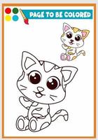 livre de coloriage pour enfants avec chat mignon, modèle de coloriage, coloriage pour enfants vecteur