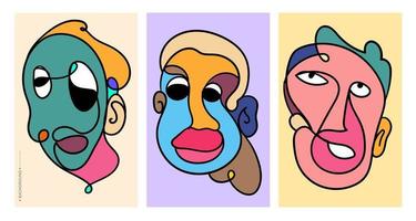 illustration colorée d'art de visage et de tête vecteur