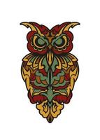 ornement de hibou dans un style de couleur baroque. bon pour les tatouages, les gravures et les cartes postales. illustration vectorielle vecteur