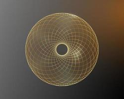 fleur de torus yantra, élément de base de la géométrie sacrée de l'oeil hypnotique d'or. ornement mathématique circulaire logo doré. motif circulaire des cercles croisés, vecteur isolé sur fond noir