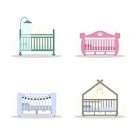 ensemble d'icônes de lit bébé. élément simple de la collection d'icônes de choses pour bébés. berceau de bébé créatif pour ui, ux, applications, logiciels et infographies. illustration vectorielle dans un style plat. vecteur