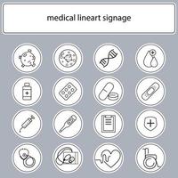 ensemble d'éléments de signalisation de conception d'icône d'illustration médicale pour les informations technologiques. vecteur