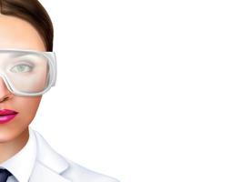 femme médecin à lunettes fond réaliste vecteur