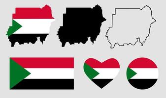 ensemble d'icônes de drapeau de carte de la république du soudan vecteur