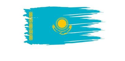 Pinceau dessin à la main drapeau du kasakhstan isolé sur fond blanc vecteur