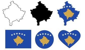 ensemble d'icônes de drapeau de carte de la république du kosovo vecteur