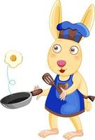 personnage de dessin animé de lapin cuisinant le petit déjeuner vecteur