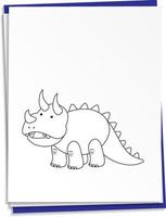 dinosaure dessiné à la main sur papier vecteur