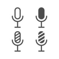 ensemble de vecteur de microphone sur fond blanc. silhouette de micro. musique, voix, icône d'enregistrement. symbole du studio d'enregistrement.