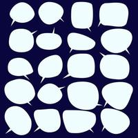 définir des bulles sur fond blanc. boîte de discussion et message de doodle ou nuage d'icônes de communication parlant pour les bandes dessinées et la boîte de dialogue de message minimal vecteur