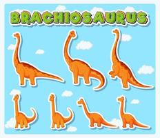 ensemble de personnages mignons de dinosaures brachiosaurus vecteur