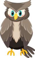 oiseau hibou gris en style cartoon vecteur