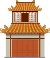 Bâtiment traditionnel chinois sur fond blanc vecteur