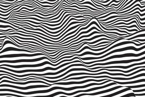 fond de lignes d'onde incurvées dynamiques. illustration de texture de rayures à la mode. motif torsadé liquide noir et blanc abstrait vecteur