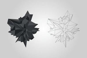 objet décoratif polygonal filaire noir dans le style géométrique vecteur