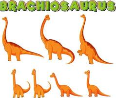 ensemble de personnages mignons de dinosaures brachiosaurus vecteur