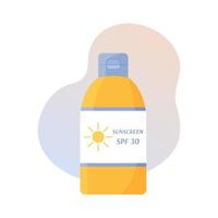 bouteille de crème solaire isolée. crème anti-uv. concept de bronzage sûr. produit cosmétique de soins de la peau d'été. illustration vectorielle plane vecteur