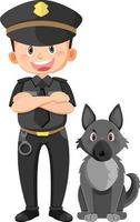 personnage de dessin animé de policier avec un chien sur fond blanc