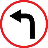 tourner à gauche icône. tourner à gauche symbole. tournez à gauche devant le panneau. panneau de signalisation. vecteur