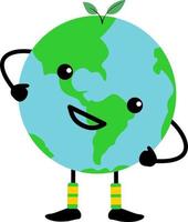 émoji de la terre. émoticône heureuse. sauver la planète, dessin d'étreinte de la terre. jour de la terre de dessin animé mignon vecteur