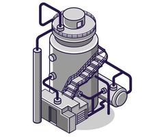 illustration de concept isométrique plat. grande usine de l'industrie du pétrole et du gaz à tube vecteur