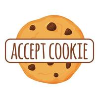 accepter les cookies, le texte. protection des informations personnelles personnage mascotte cookie. vecteur