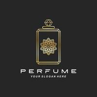 création de logo de bouteille de parfum de luxe, illustration pour cosmétiques, beauté, salon, produits d'entreprise, vecteur