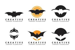 création de logo de chauve-souris, illustration d'halloween, marque d'entreprise, icône d'animal de nuit vecteur