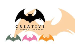 création de logo de chauve-souris, illustration d'halloween, marque d'entreprise, icône d'animal de nuit vecteur