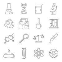 ensemble d'icônes de laboratoire chimique, style de contour vecteur
