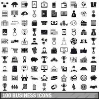 Ensemble de 100 icônes d'affaires, style simple vecteur