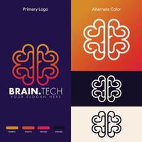 concept de logo cerveau simple minimaliste vecteur