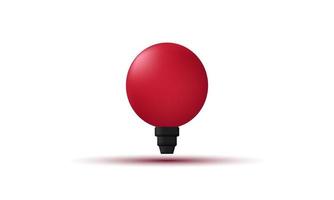 lampe d'icône d'illustration de rendu 3d rouge unique isolée sur le vecteur