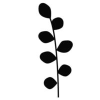 silhouette de brindilles décoratives de plantes à feuilles isolées sur fond blanc. vecteur