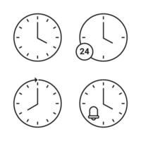 icône de l'heure et de l'horloge. jeu d'icônes linéaires vectorielles vecteur