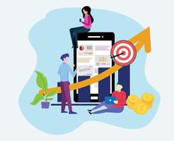 vecteur de marketing en ligne à l'aide d'un téléphone mobile et d'une présentation infographique d'entreprise