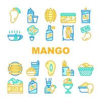 icônes de collection de fruits tropicaux mangue set vector