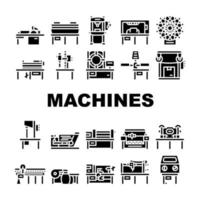 icônes de collection de machines industrielles définies vecteur plat