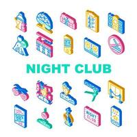 night club dance party icônes de collection set vector