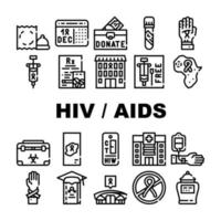 icônes de collection de maladies du vih et du sida définies vecteur