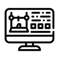 moniteur avec illustration vectorielle d'icône de ligne de paramètres d'imprimante vecteur