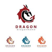 modèle de vecteur unique minimaliste de conception de logo de dragon