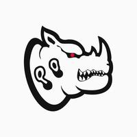 concept de logo de tête de rhinocéros en colère. créatif, animal, plat, dessin au trait et style moderne. adapté au logo, à l'icône, au symbole et au signe. tels que les sports électroniques, les sports, le logo fort et la conception de t-shirts vecteur